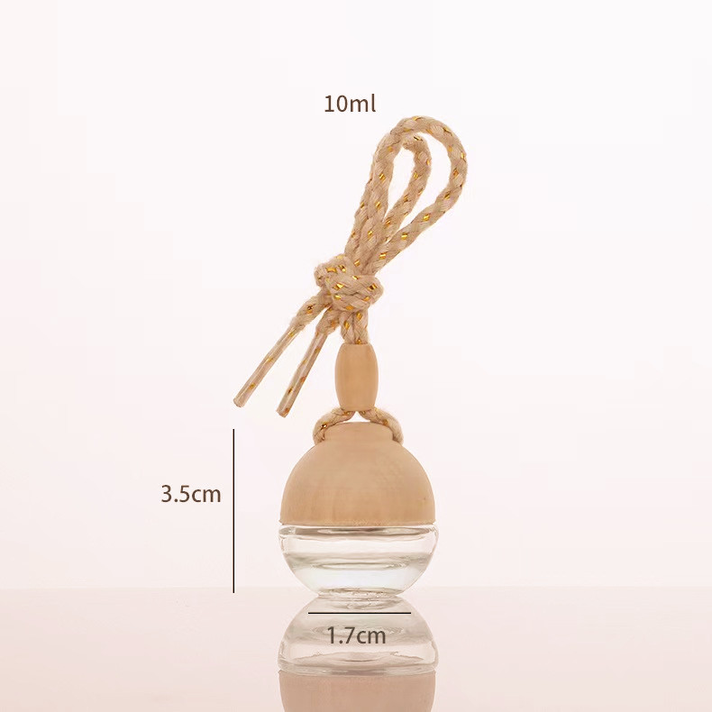 6ml hanging car fragrance glass bottle with wooden lid