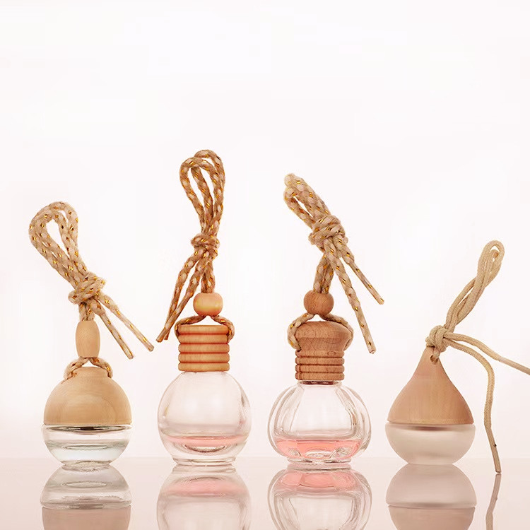 6ml hanging car fragrance glass bottle with wooden lid