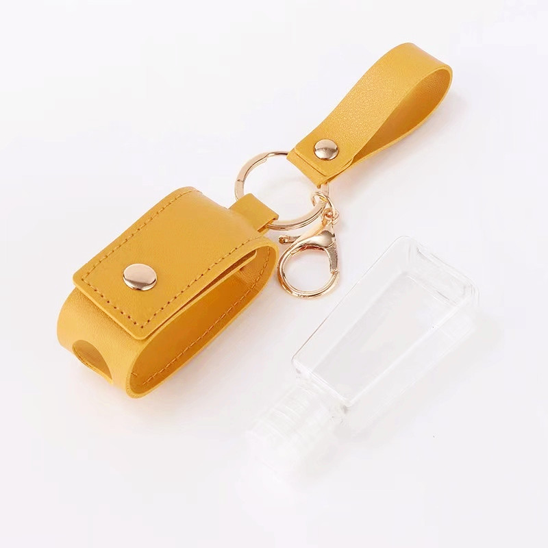 30ml coating leather plastic bottle with key chain