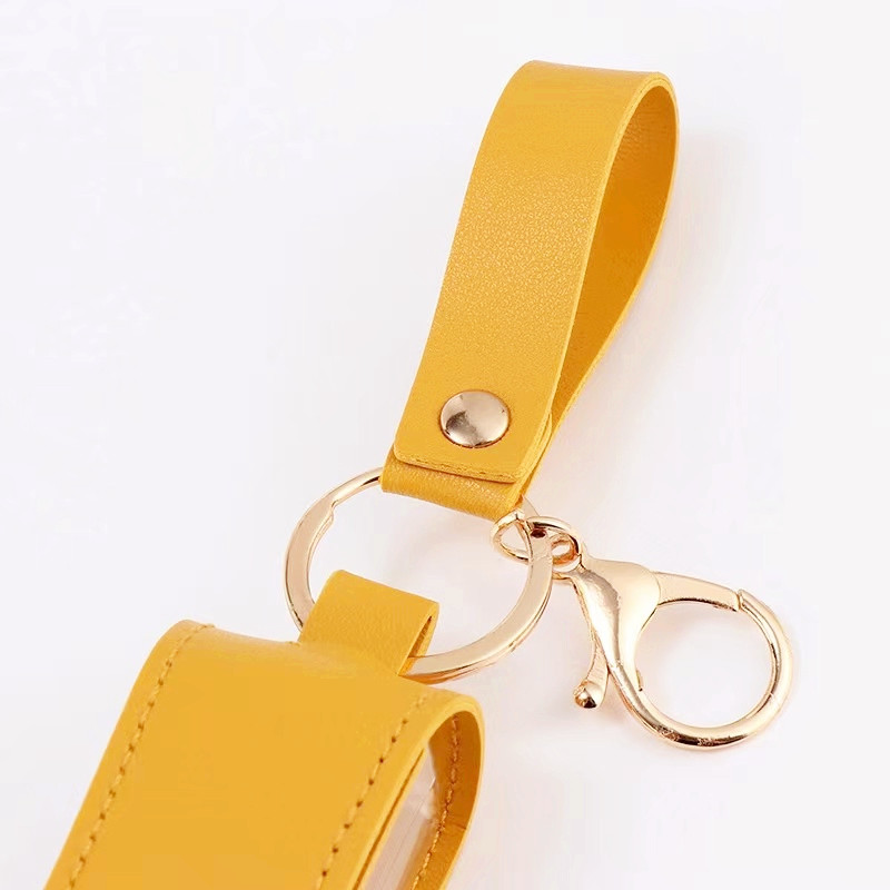 30ml coating leather plastic bottle with key chain