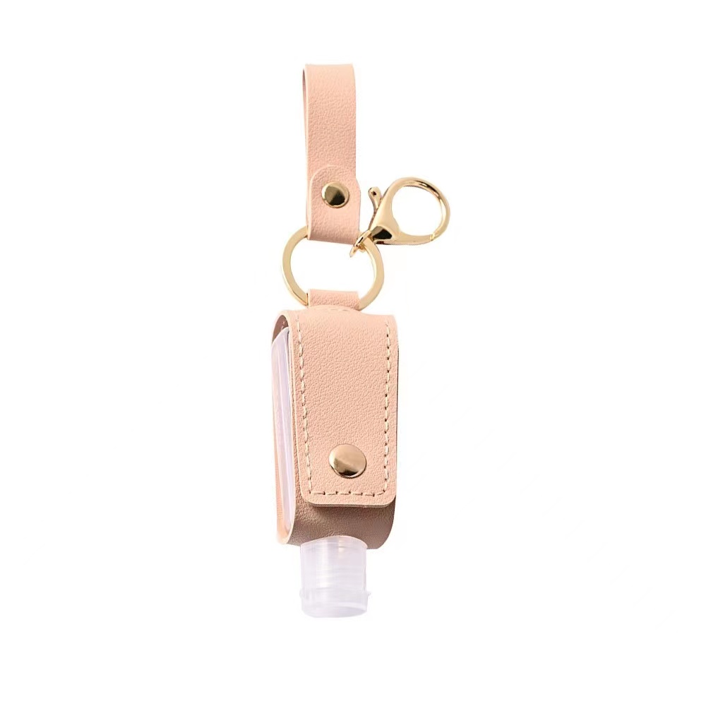 30ml coating leather plastic bottle with key chain