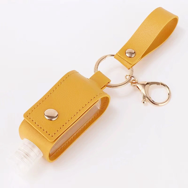 30ml coating leather plastic bottle with key chain